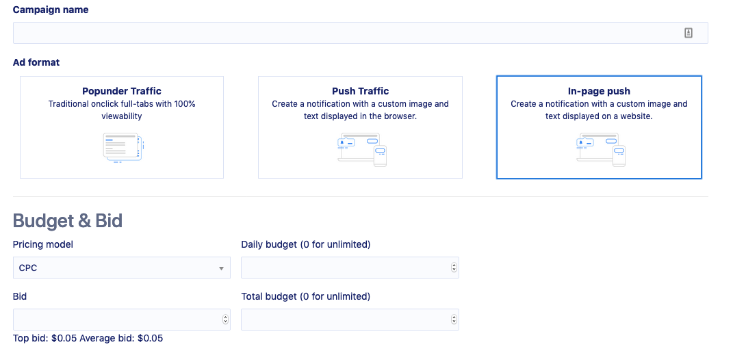in-page push example