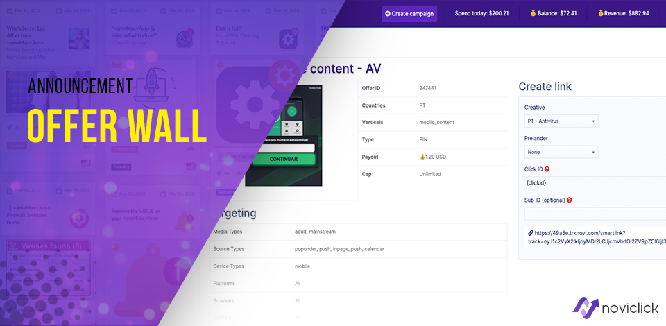 Visit our offer wall with converting offers